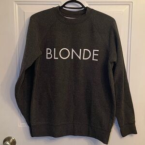 Brunette The Label Gray Crew Neck Sweater with Blonde Graphic